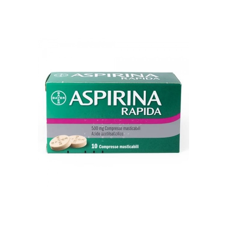 Aspirina Rapida Trattamento Febbre e Dolore Acido Acetilsalicilico 500mg 10 Compresse Masticabili 