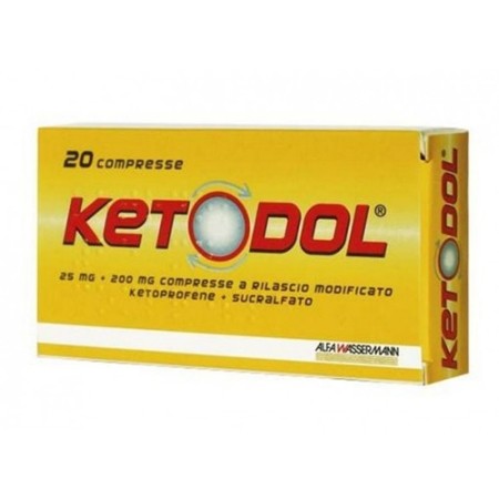 Ketodol 25 mg 200 mg Antinfiammatorio Mal di Testa e Mal di Denti 20 Compresse