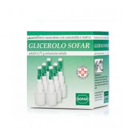 Glicerolo Sofar Adulti 6,75g Soluzione Rettale 6 Contenitori Monodose Con Camomilla e Malva