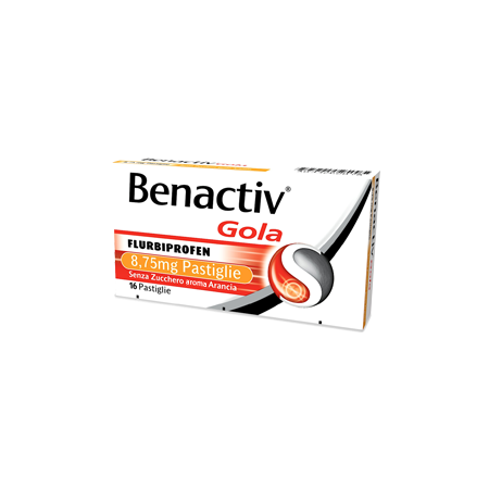 Benactiv Gola Pastiglie Senza Zucchero Gusto Arancia Flurbiprofene 16 Pastiglie