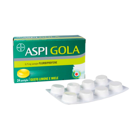 Aspi Gola Con 8,75 mg di Flurbiprofene Per Gola Infiammata Contro Mal Di Gola - Gusto Limone e Miele